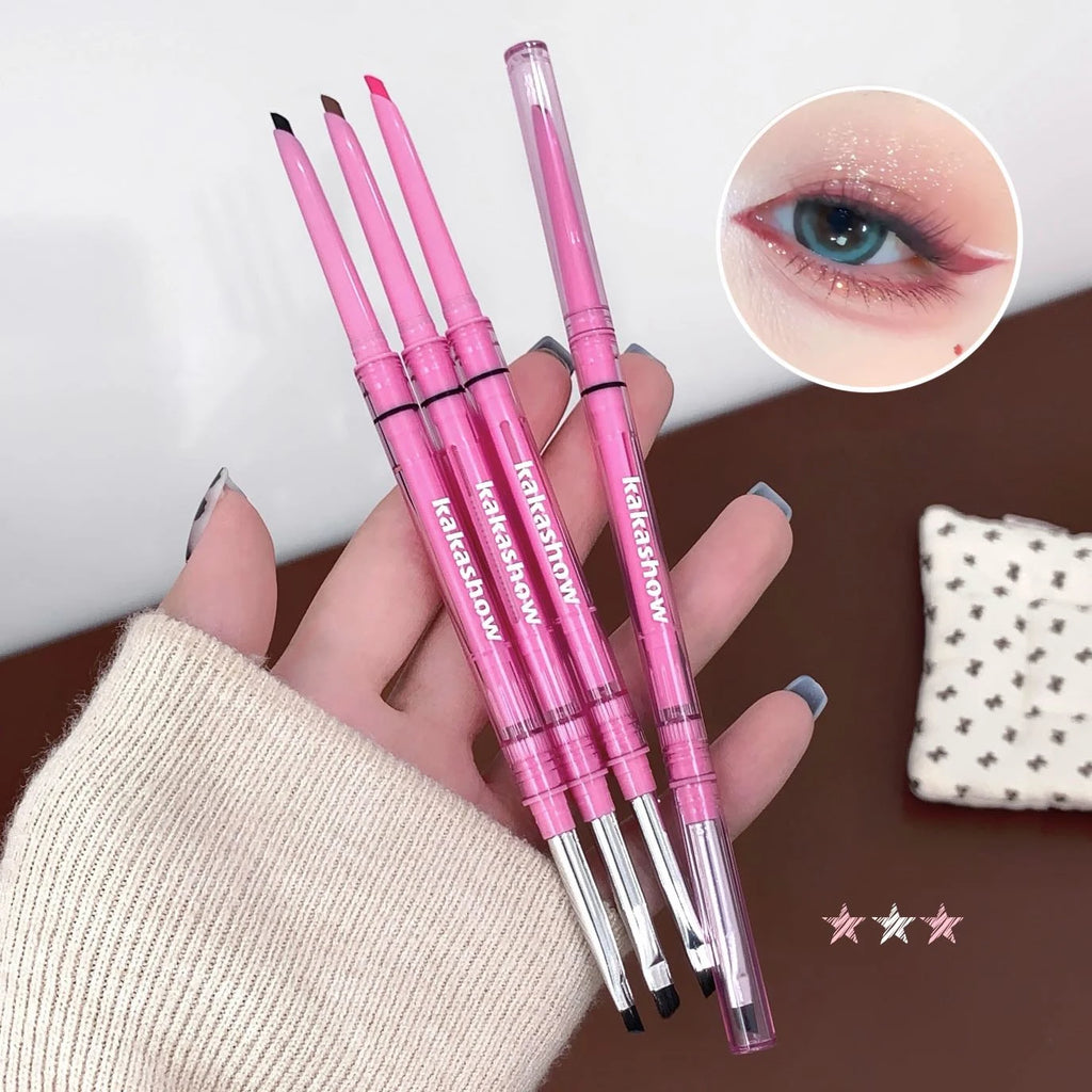 4 Color Double-headed Eyeliner Pencil Smooth Mocha Brown Soft Eye Liner Pen Waterproof Matte Aegyosal Lying Silkworm Eyes Makeup