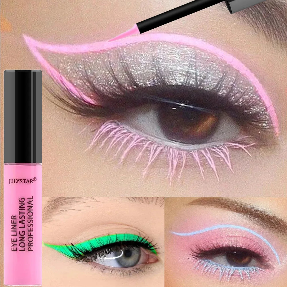Waterproof Rainbow Matte Colorful Liquid Eye Liner Pencil Blue Pink Color Eyeliner Pen Makeup Quick Drying Longlasting Cosmetics