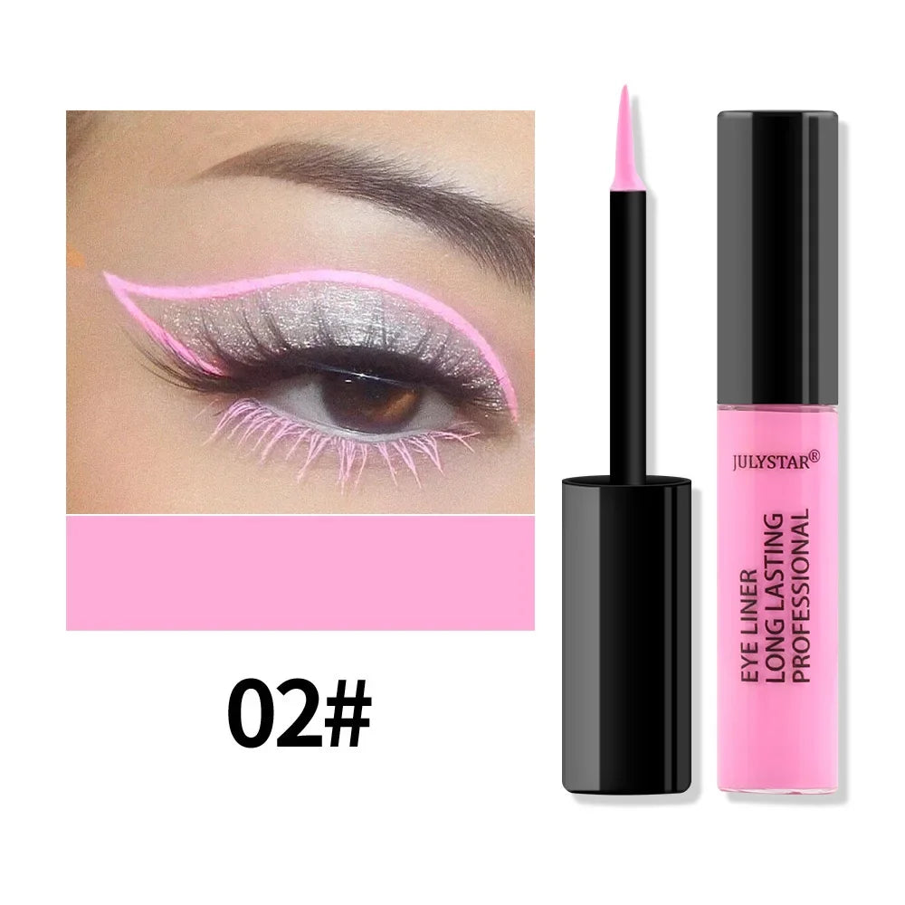 Waterproof Rainbow Matte Colorful Liquid Eye Liner Pencil Blue Pink Color Eyeliner Pen Makeup Quick Drying Longlasting Cosmetics