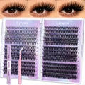 Lashes Clusters Mixed Styles Volume Wispy Individual Lashes Extensions Kit DIY Eyelashes Makeup with Bond&Seal Tweezer