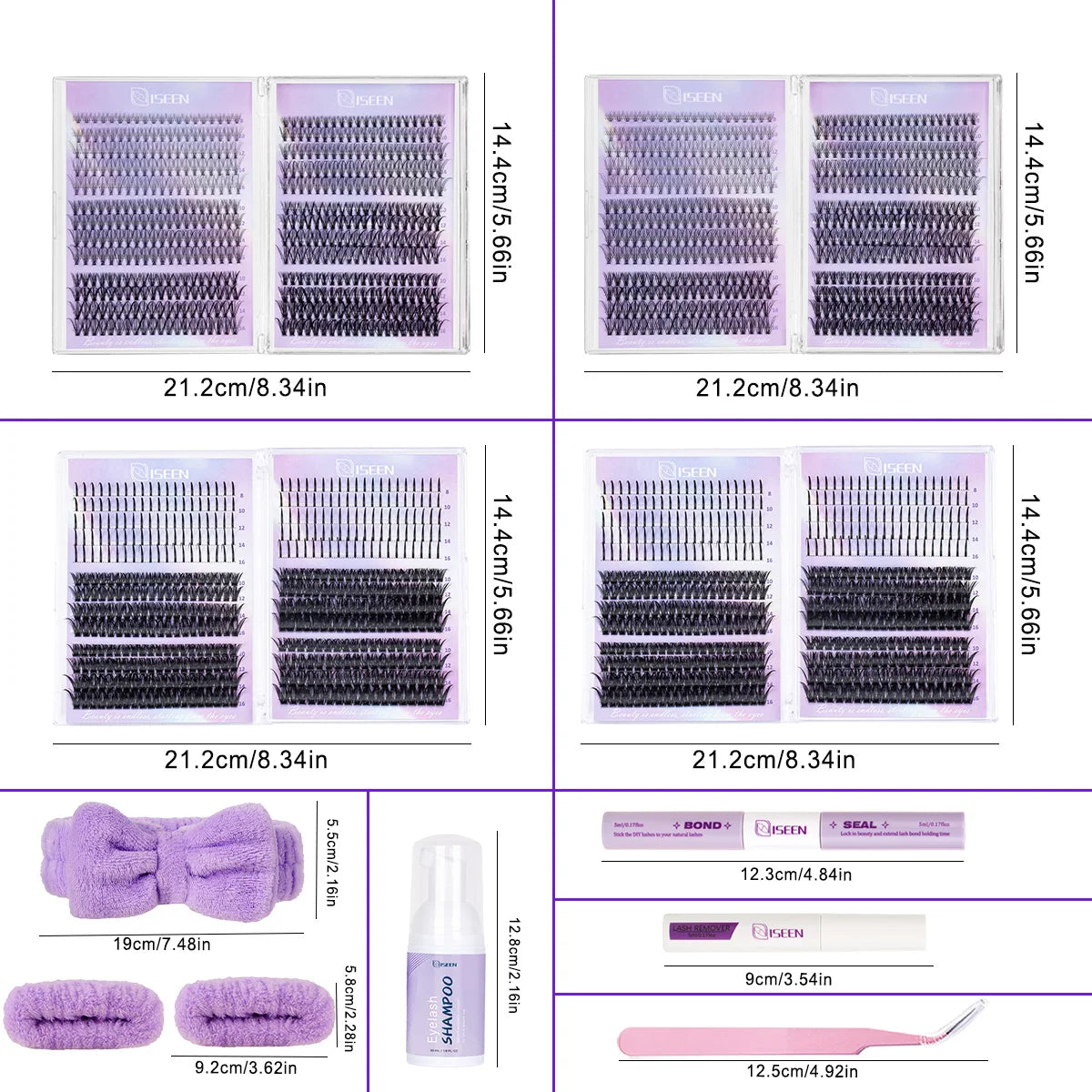 Lashes Clusters Mixed Styles Volume Wispy Individual Lashes Extensions Kit DIY Eyelashes Makeup with Bond&Seal Tweezer