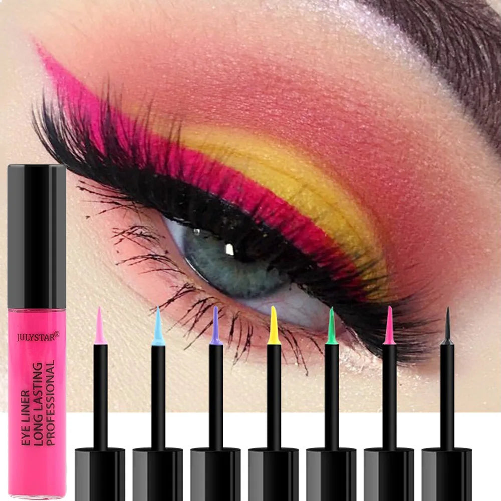 Waterproof Rainbow Matte Colorful Liquid Eye Liner Pencil Blue Pink Color Eyeliner Pen Makeup Quick Drying Longlasting Cosmetics