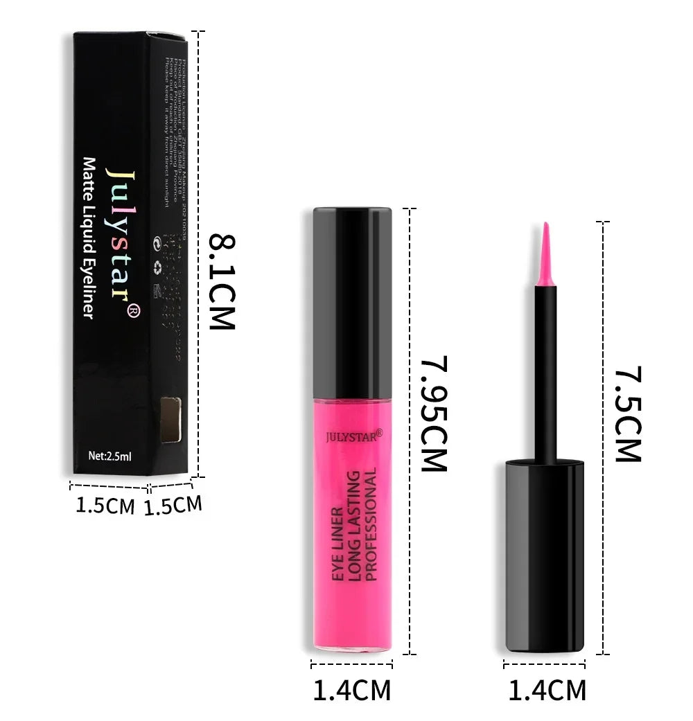 Waterproof Rainbow Matte Colorful Liquid Eye Liner Pencil Blue Pink Color Eyeliner Pen Makeup Quick Drying Longlasting Cosmetics