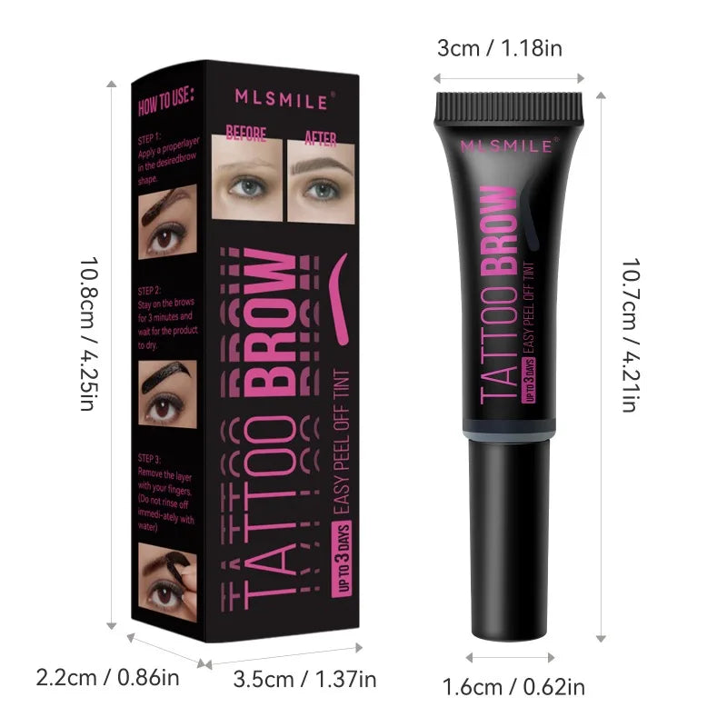 Tearable Eyebrow Gel Eyebrow Cream Makeup Semi-Permanent Waterproof Lasting Tattoo Tint Sweatproof Peel Off Eyebrow Dye Cosmetic
