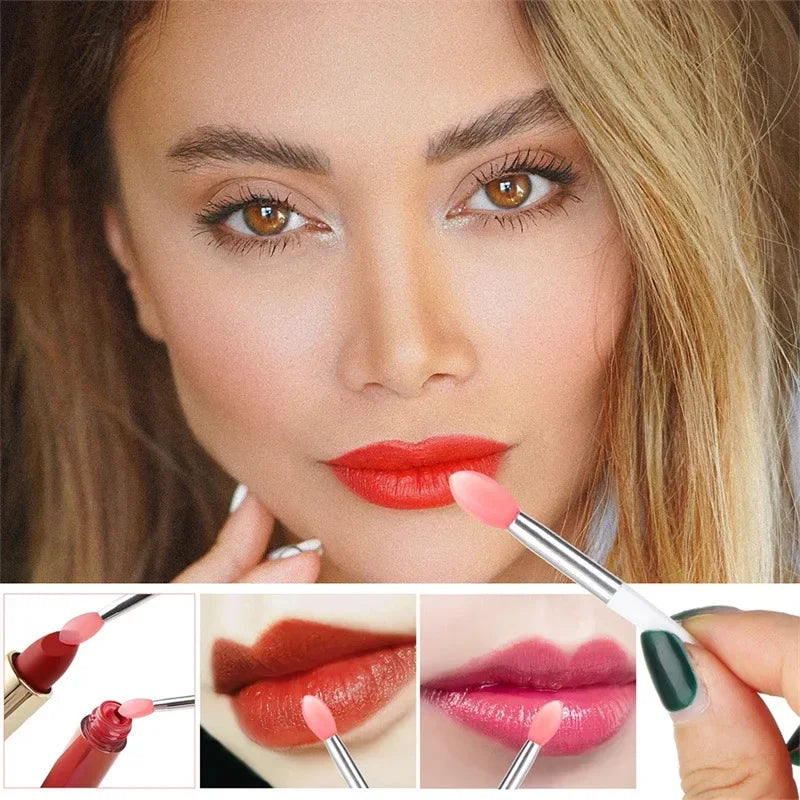 3/10PC Portable Silicone Lip Brush With Cover Soft Multifunctional Lip Balm Applicator Lipstick Lipgloss Makeup BrushesWholesale