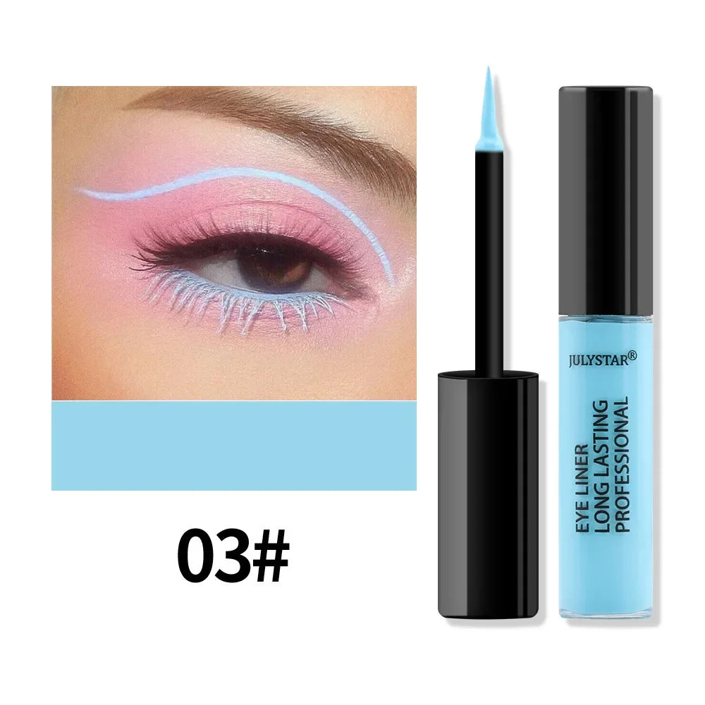 Waterproof Rainbow Matte Colorful Liquid Eye Liner Pencil Blue Pink Color Eyeliner Pen Makeup Quick Drying Longlasting Cosmetics