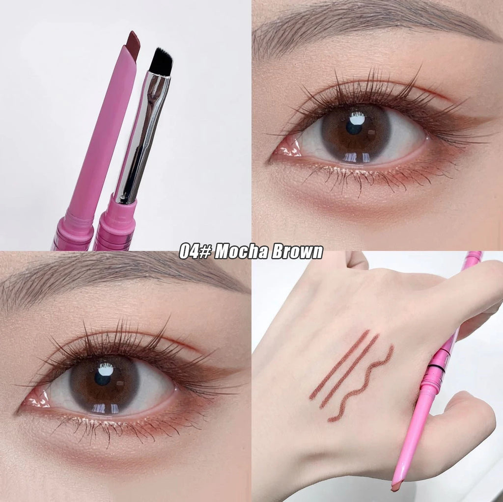 4 Color Double-headed Eyeliner Pencil Smooth Mocha Brown Soft Eye Liner Pen Waterproof Matte Aegyosal Lying Silkworm Eyes Makeup