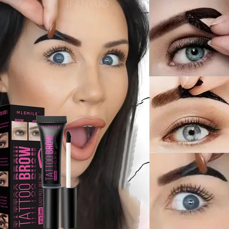 Tearable Eyebrow Gel Eyebrow Cream Makeup Semi-Permanent Waterproof Lasting Tattoo Tint Sweatproof Peel Off Eyebrow Dye Cosmetic