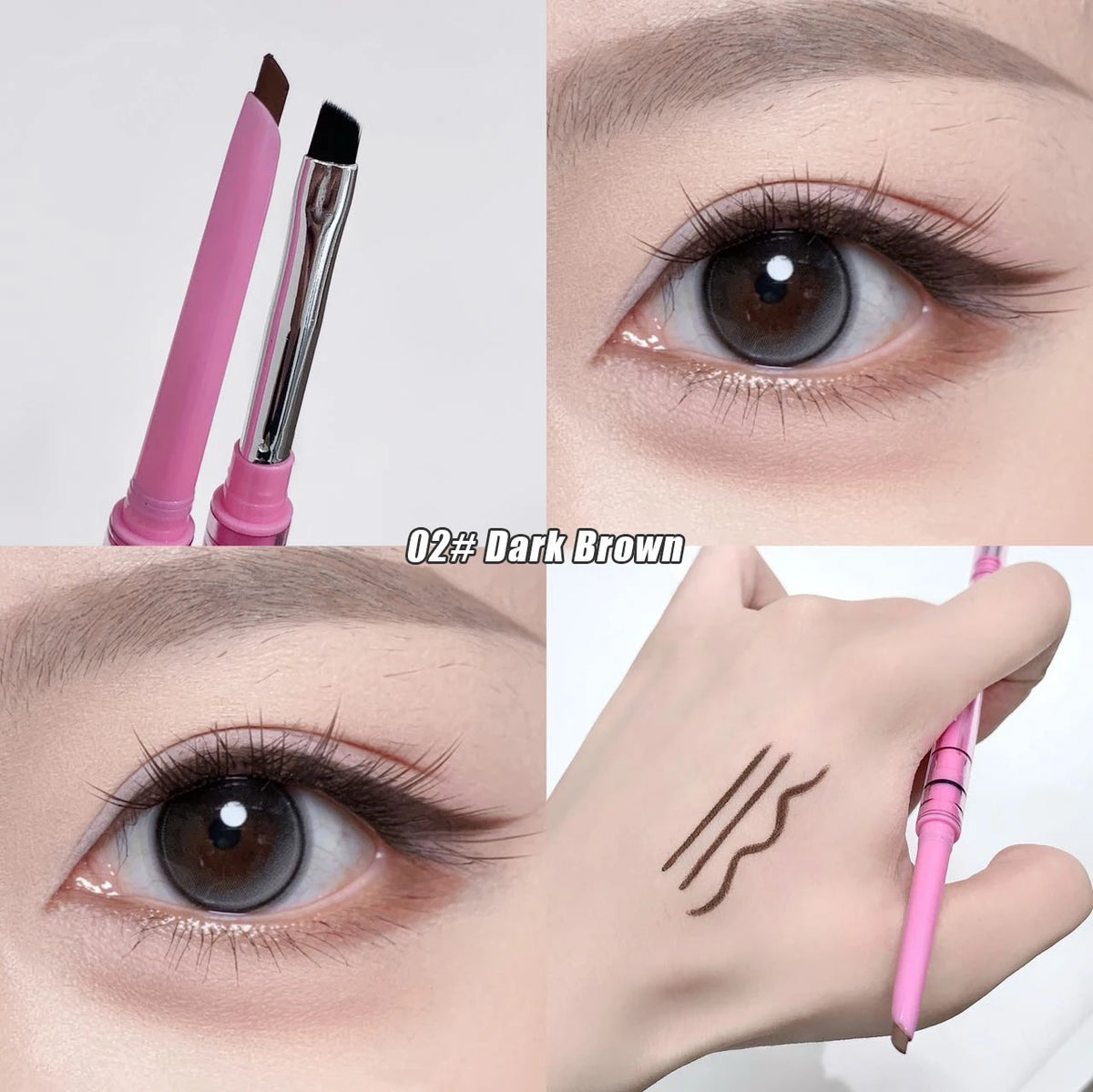 4 Color Double-headed Eyeliner Pencil Smooth Mocha Brown Soft Eye Liner Pen Waterproof Matte Aegyosal Lying Silkworm Eyes Makeup