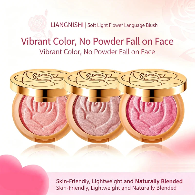 Rose Embossed Blush Highlights Natural Nude Cheek Tint Makeup Long Lasting Brightening Orange Pink Female Cosmetics 2026 New