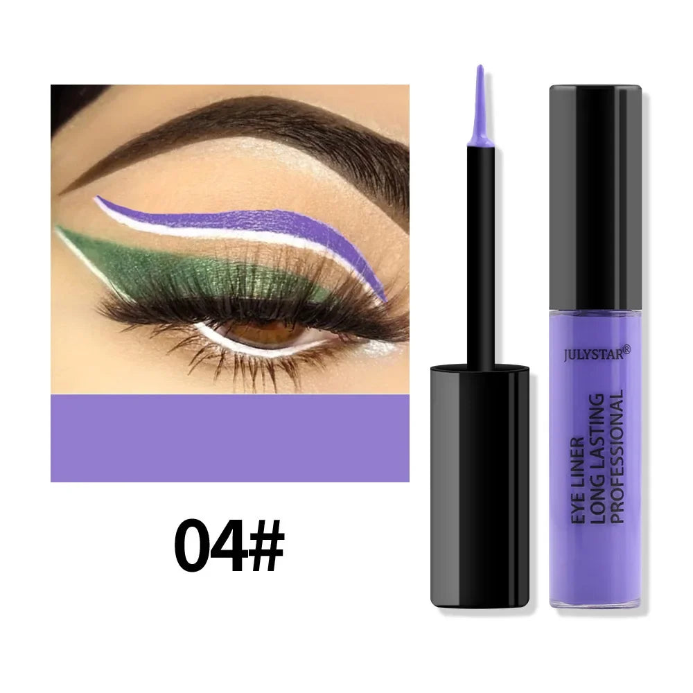 Waterproof Rainbow Matte Colorful Liquid Eye Liner Pencil Blue Pink Color Eyeliner Pen Makeup Quick Drying Longlasting Cosmetics