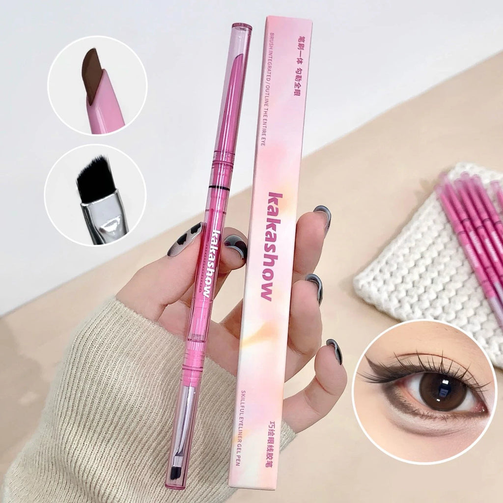 4 Color Double-headed Eyeliner Pencil Smooth Mocha Brown Soft Eye Liner Pen Waterproof Matte Aegyosal Lying Silkworm Eyes Makeup