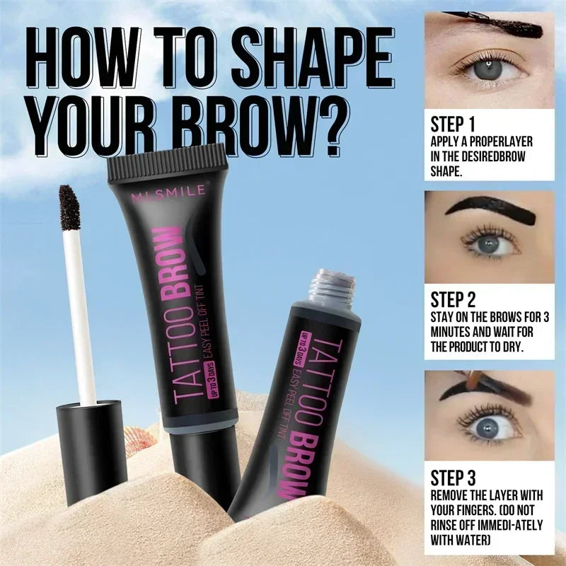 Tearable Eyebrow Gel Eyebrow Cream Makeup Semi-Permanent Waterproof Lasting Tattoo Tint Sweatproof Peel Off Eyebrow Dye Cosmetic