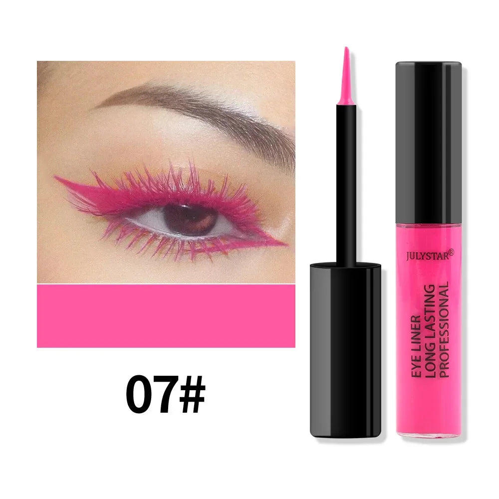 Waterproof Rainbow Matte Colorful Liquid Eye Liner Pencil Blue Pink Color Eyeliner Pen Makeup Quick Drying Longlasting Cosmetics