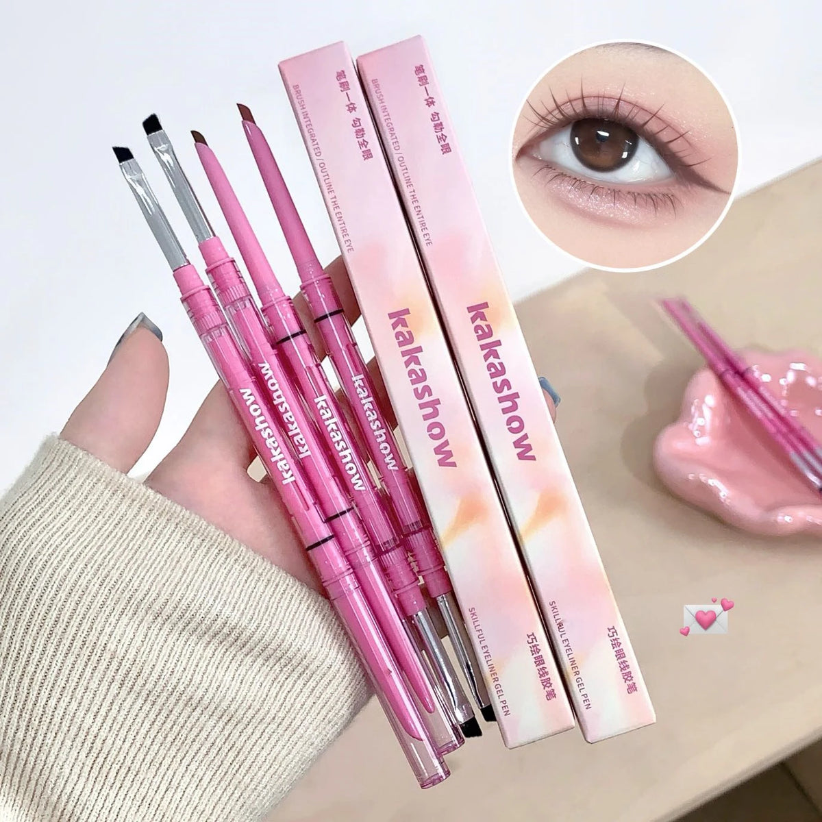 4 Color Double-headed Eyeliner Pencil Smooth Mocha Brown Soft Eye Liner Pen Waterproof Matte Aegyosal Lying Silkworm Eyes Makeup