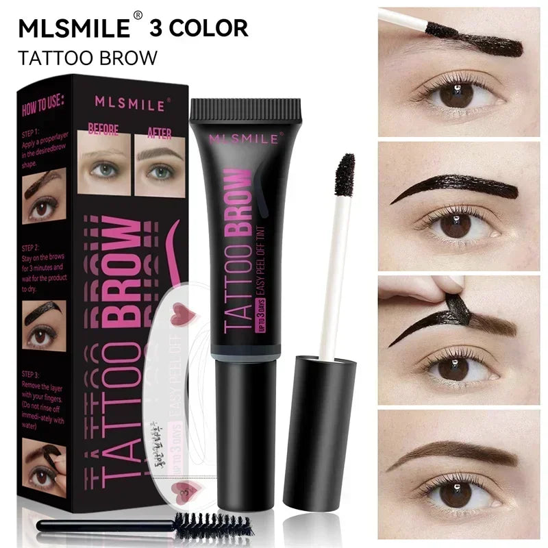 Tearable Eyebrow Gel Eyebrow Cream Makeup Semi-Permanent Waterproof Lasting Tattoo Tint Sweatproof Peel Off Eyebrow Dye Cosmetic