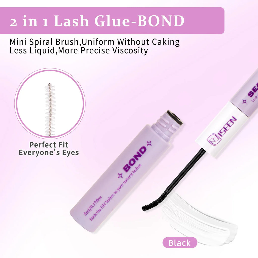 Lashes Clusters Mixed Styles Volume Wispy Individual Lashes Extensions Kit DIY Eyelashes Makeup with Bond&Seal Tweezer